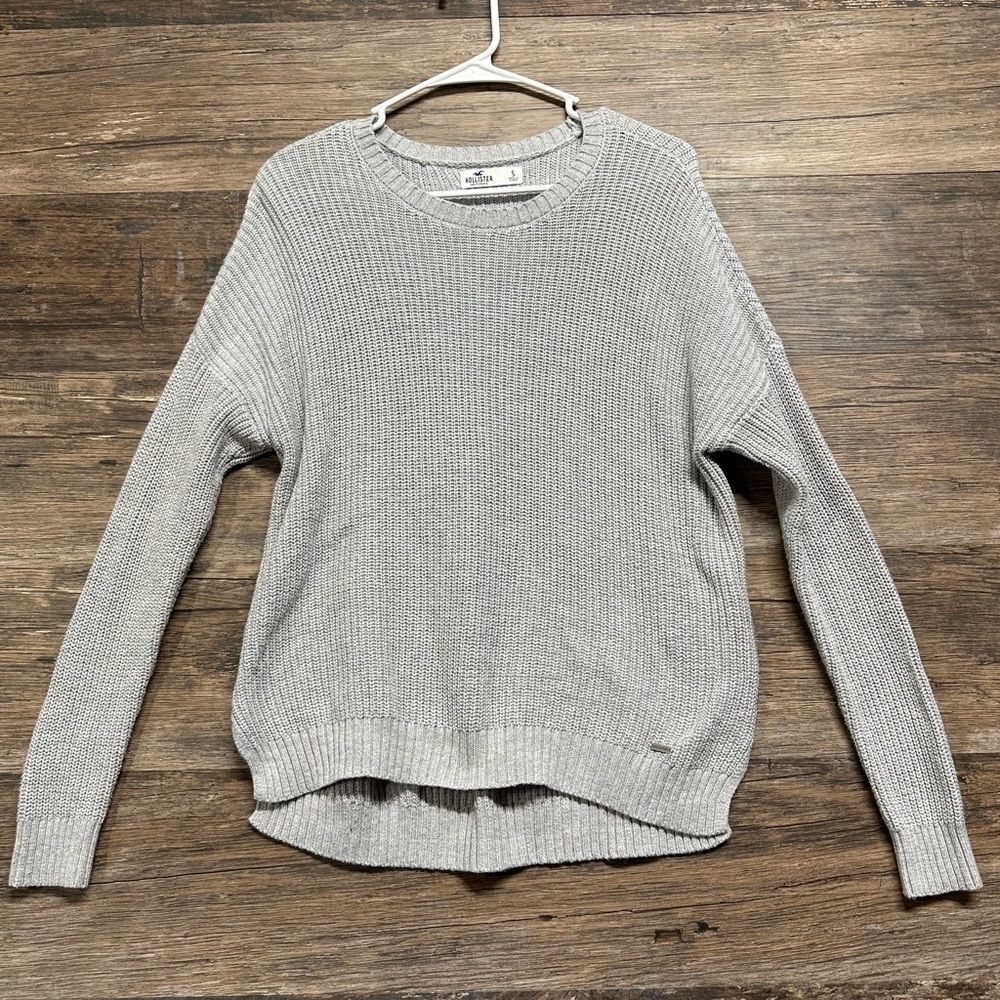 Hollister Gray Crew Neck Sweater with Textured Knit